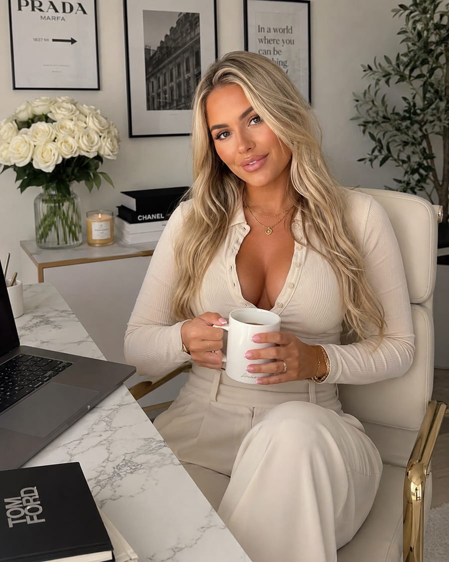 GoBunny wellness creator relaxing at home with a coffee